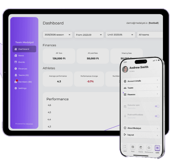 The Medalyst dashboard on a laptop and a phone