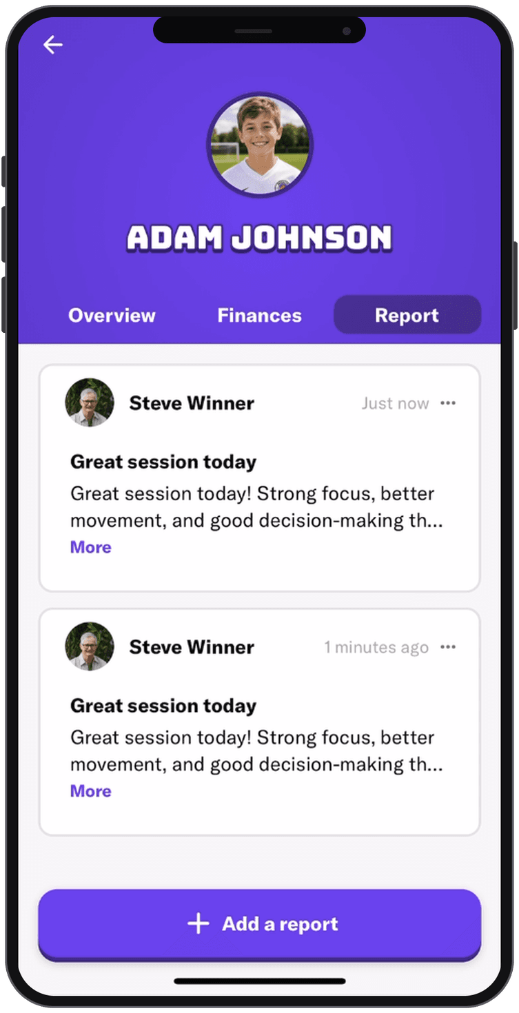 A Medalyst player feedback note on a phone, with the season history underneath